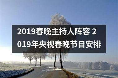 2019春晚主持人阵容 2019年央视春晚节目安排