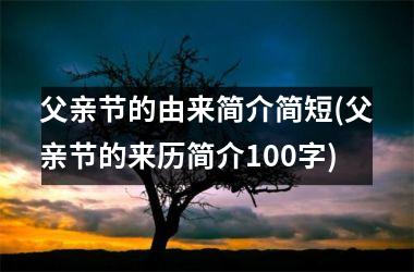 <h3>父亲节的由来简介简短(父亲节的来历简介100字)