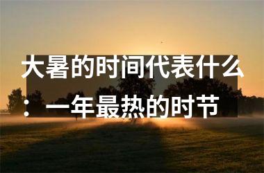 <h3>大暑的时间代表什么：一年热的时节