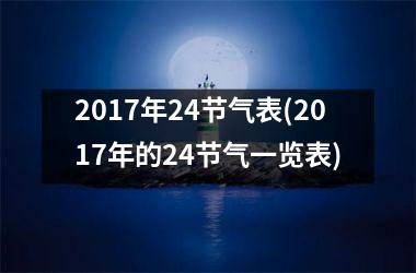 2017年24节气表(2017年的24节气一览表)