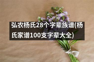 弘农杨氏28个字辈族谱(杨氏家谱100支字辈大全)