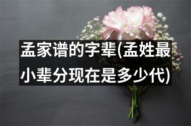 <h3>孟家谱的字辈(孟姓最小辈分现在是多少代)