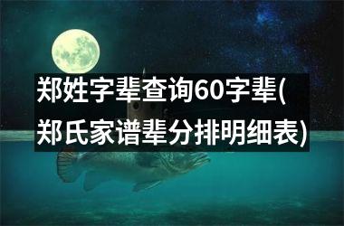 郑姓字辈查询60字辈(郑氏家谱辈分排明细表)