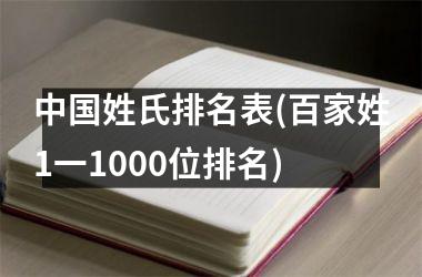 <h3>姓氏排名表(百家姓1一1000位排名)