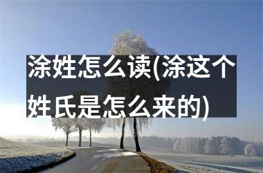 <h3>涂姓怎么读(涂这个姓氏是怎么来的)