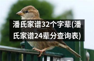 潘氏家谱32个字辈(潘氏家谱24辈分查询表)