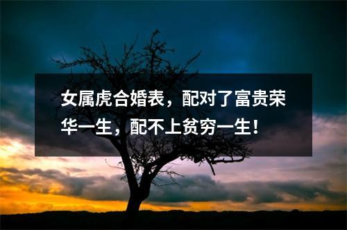 <h3>女属虎合婚表，配对了富贵荣华一生，配不上贫穷一生！