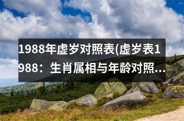 <h3>1988年虚岁对照表(虚岁表1988：生肖属相与年龄对照)