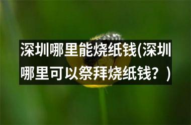 深圳哪里能烧纸钱(深圳哪里可以祭拜烧纸钱？)