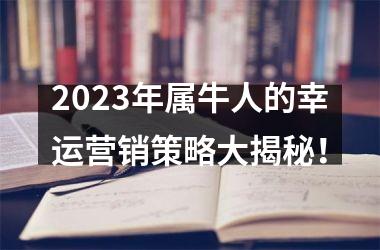 2023年属牛人的幸运营销策略大揭秘！