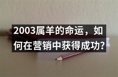 <h3>2003属羊的命运，如何在营销中获得成功？