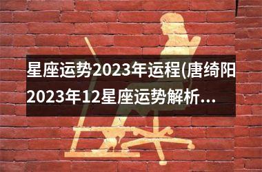 星座运势2023年运程(唐绮阳2023年12星座运势解析)