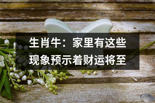 生肖牛：家里有这些现象预示着财运将至