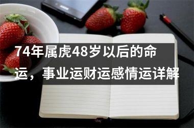 74年属虎48岁以后的命运，事业运财运感情运详解