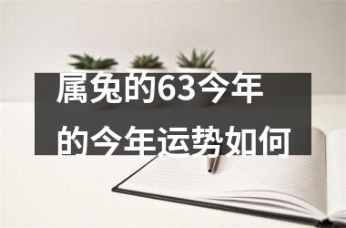 属兔的63今年的今年运势如何