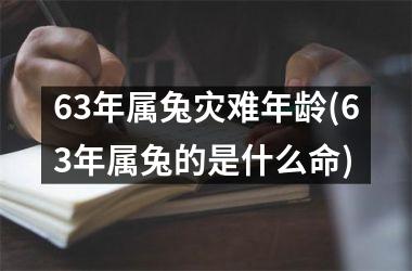 63年属兔灾难年龄(63年属兔的是什么命)