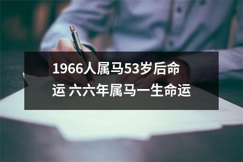 1966人属马53岁后命运六六年属马一生命运