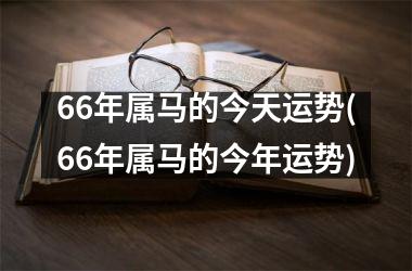 66年属马的今天运势(66年属马的今年运势)