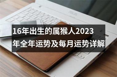 <h3>16年出生的属猴人2025年全年运势及每月运势详解