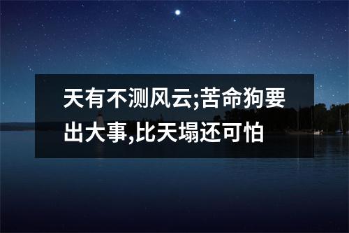 天有不测风云;苦命狗要出大事,比天塌还可怕