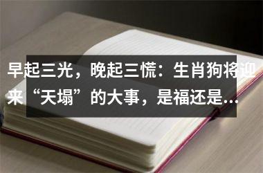 早起三光，晚起三慌：生肖狗将迎来“天塌”的大事，是福还是祸？