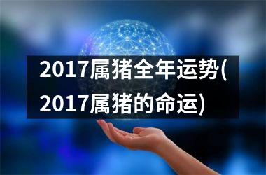 2017属猪全年运势(2017属猪的命运)