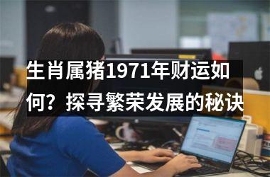 生肖属猪1971年财运如何？探寻繁荣发展的秘诀