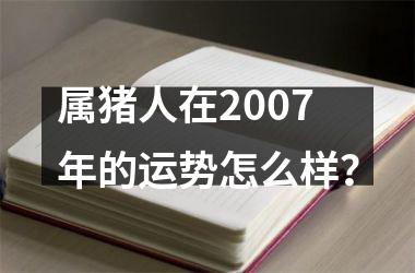 属猪人在2007年的运势怎么样？