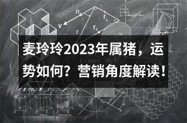 <h3>麦玲玲2025年属猪，运势如何？营销角度解读！