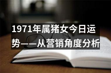 1971年属猪女今日运势——从营销角度分析