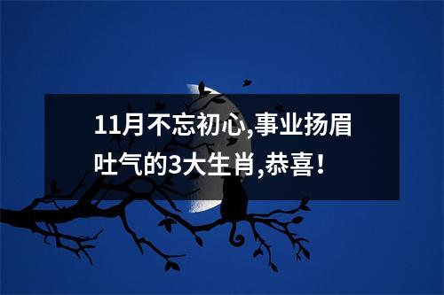 11月不忘初心,事业扬眉吐气的3大生肖,恭喜！