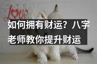 如何拥有财运？八字老师教你提升财运