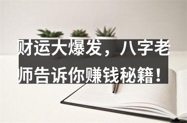 财运大爆发，八字老师告诉你赚钱秘籍！