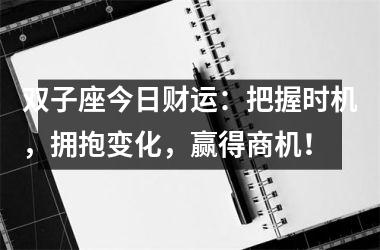 双子座今日财运：把握时机，拥抱变化，赢得商机！