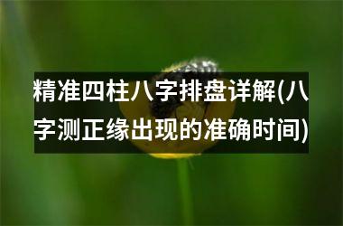 <h3>精准四柱八字排盘详解(八字测正缘出现的准确时间)