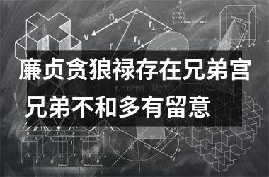 <h3>廉贞贪狼禄存在兄弟宫 兄弟不和多有留意