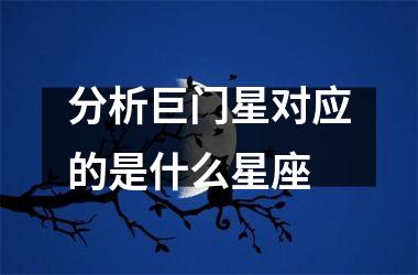 分析巨门星对应的是什么