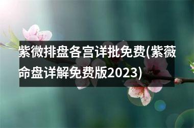 <h3>紫微排盘各宫详批免费(紫薇命盘详解免费版2025)