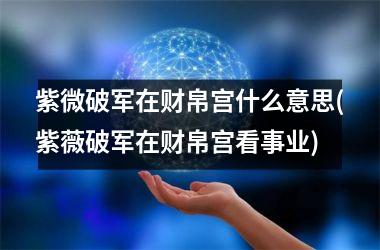 <h3>紫微破军在财帛宫什么意思(紫薇破军在财帛宫看事业)