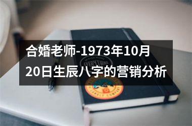 <h3>合婚老师-1973年10月20日生辰八字的营销分析