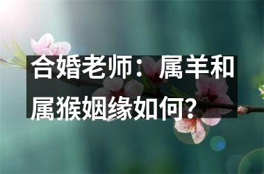 合婚老师：属羊和属猴姻缘如何？